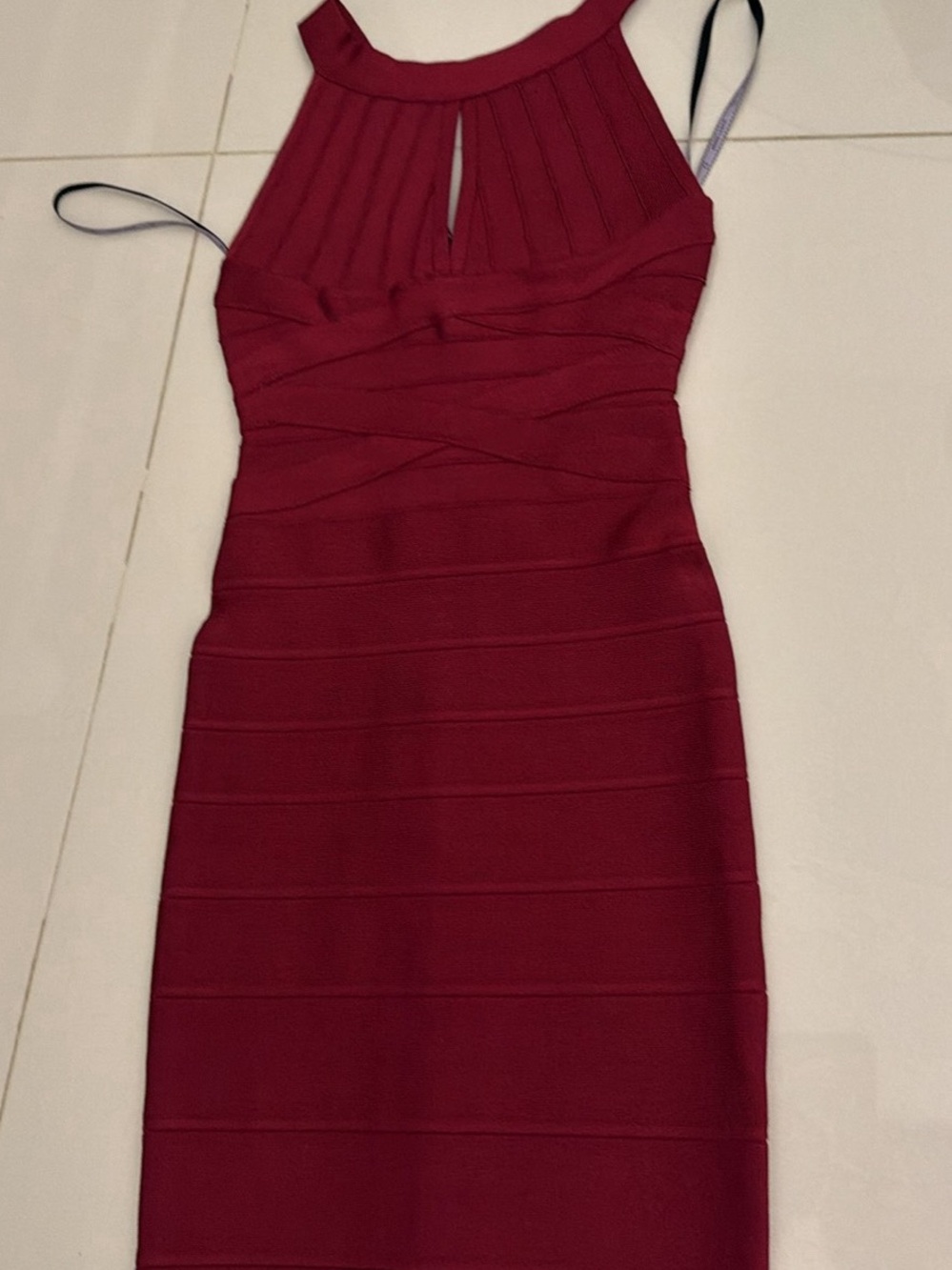 Herve Leger Sleeveless Bandage Midi in Burgundy